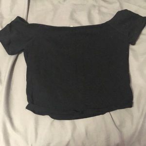 Off the shoulder black crop-top